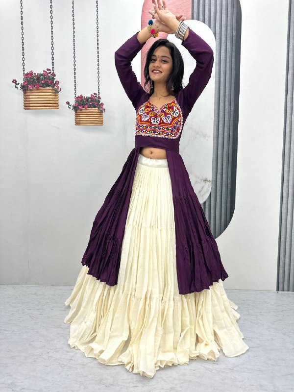 Navratri Special 9-Meter Flare Lehenga Choli | Pure Cotton & Real Mirror Work Set