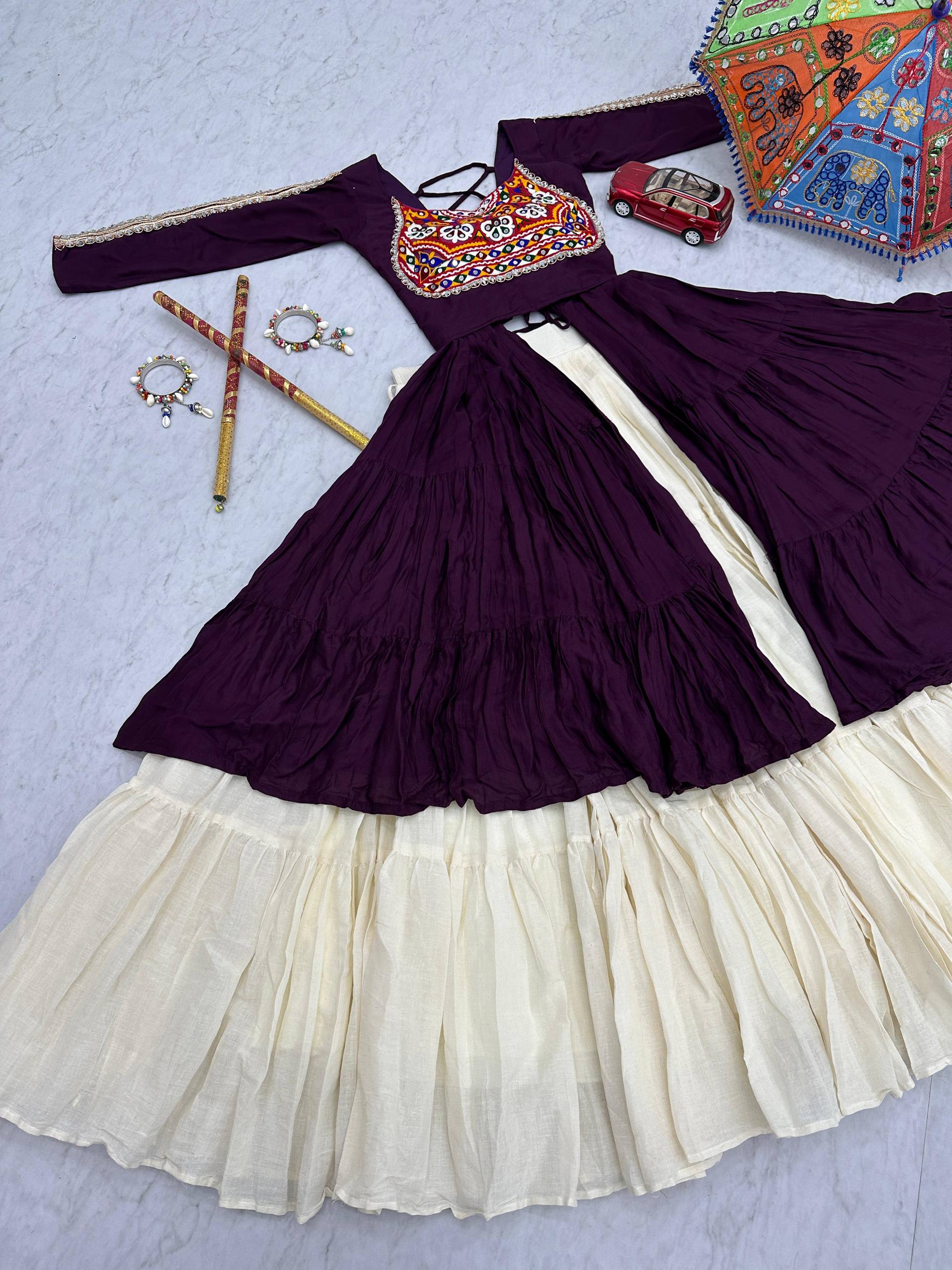 Navratri Special 9-Meter Flare Lehenga Choli | Pure Cotton & Real Mirror Work Set