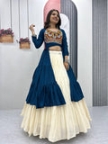 Navratri Special 9-Meter Flare Lehenga Choli in Rama | Pure Cotton & Real Mirror Work
