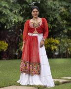 Designer Navratri Chaniya Choli Set with Kutchhi Work Blouse & Gota Patti Koti