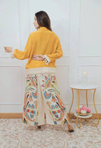 Lime Green Boho Co-ord Set | Tassel Hem Shirt & Printed Palazzo Pants