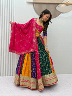Royal Multicolor Milky Silk Lehenga Choli with Sequence Work