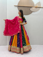 Royal Multicolor Milky Silk Lehenga Choli with Sequence Work