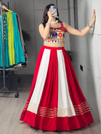 Red & White Gota Patti Chaniya Choli with Gamthi Work Blouse | Navratri 2026
