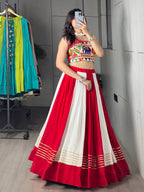 Red & White Gota Patti Chaniya Choli with Gamthi Work Blouse | Navratri 2026