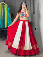 Red & White Gota Patti Chaniya Choli with Gamthi Work Blouse | Navratri 2026