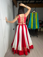 Red & White Gota Patti Chaniya Choli with Gamthi Work Blouse | Navratri 2026