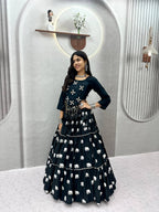 Black Pure Cotton Lehenga Set | 9m Flair & Kodi Handwork