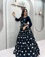Black Pure Cotton Lehenga Set | 9m Flair & Kodi Handwork