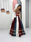 Traditional Rayon Cotton Navratri Lehenga Choli with Gamathi & Real Mirror Work