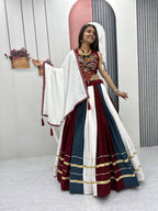 Traditional Rayon Cotton Navratri Lehenga Choli with Gamathi & Real Mirror Work