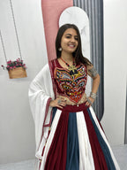 Traditional Rayon Cotton Navratri Lehenga Choli with Gamathi & Real Mirror Work