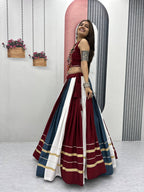 Traditional Rayon Cotton Navratri Lehenga Choli with Gamathi & Real Mirror Work