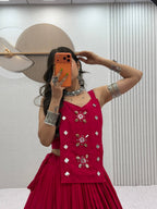 Royal Crimson Cotton Lehenga & Handwork Choli
