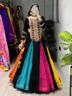 Multicolor Bandhani Lehenga with Kutchi Mirror Work Top - Navratri Collection 2026