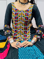 Multicolor Bandhani Lehenga with Kutchi Mirror Work Top - Navratri Collection 2026