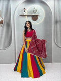 Vibrant Multi-Color Kali Lehenga Choli for Navratri | Pure Cotton & Hand Mirror Work