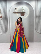 Vibrant Multi-Color Kali Lehenga Choli for Navratri | Pure Cotton & Hand Mirror Work