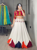 Navratri Special Fully Stitched Rayon Cotton Lehenga Choli with 6-Meter Flair