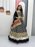 Premium Black Rayon Cotton Lehenga Choli with Gamathi Work & 6-Meter Flair