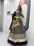 Premium Black Rayon Cotton Lehenga Choli with Gamathi Work & 6-Meter Flair