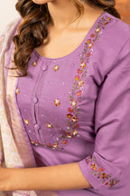 Moonpalav Lavender Mist Marina Silk Festive Suit with Digital Print Dupatta