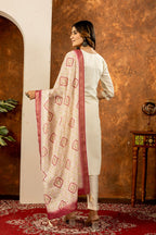 Moonpalav Pearl Cream Marina Silk Luxury Suit with Digital Print Dupatta