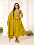 Moonpalav Signature Lemon Roman Silk Anarkali Suit Set