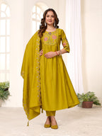 Moonpalav Signature Lemon Roman Silk Anarkali Suit Set