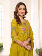 Moonpalav Signature Lemon Roman Silk Anarkali Suit Set