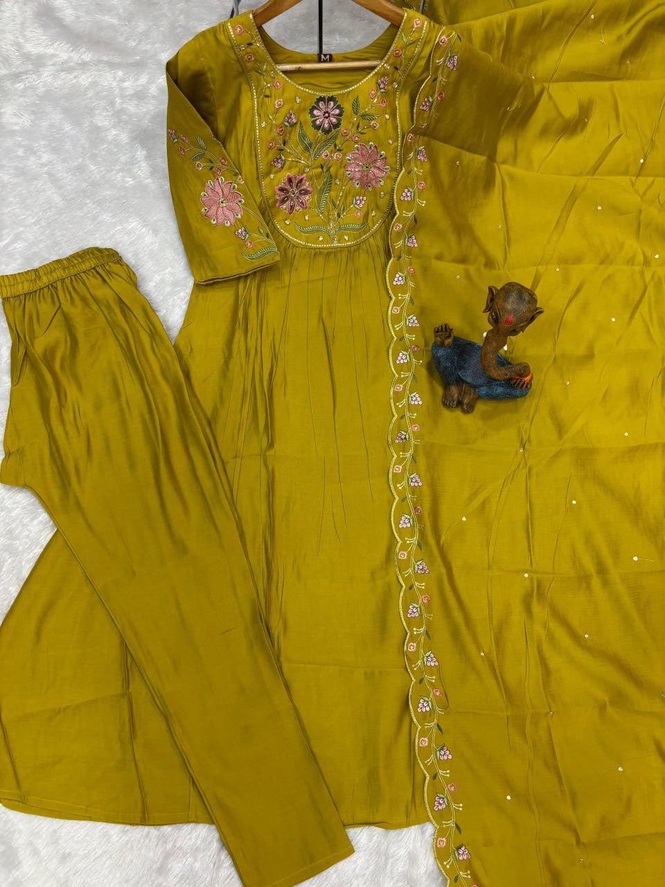 Moonpalav Signature Lemon Roman Silk Anarkali Suit Set