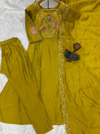 Moonpalav Signature Lemon Roman Silk Anarkali Suit Set