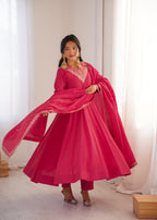 Royal Roman Shimmer Silk Embroidered Anarkali Suit Set | Ready to Wear 3-Piece