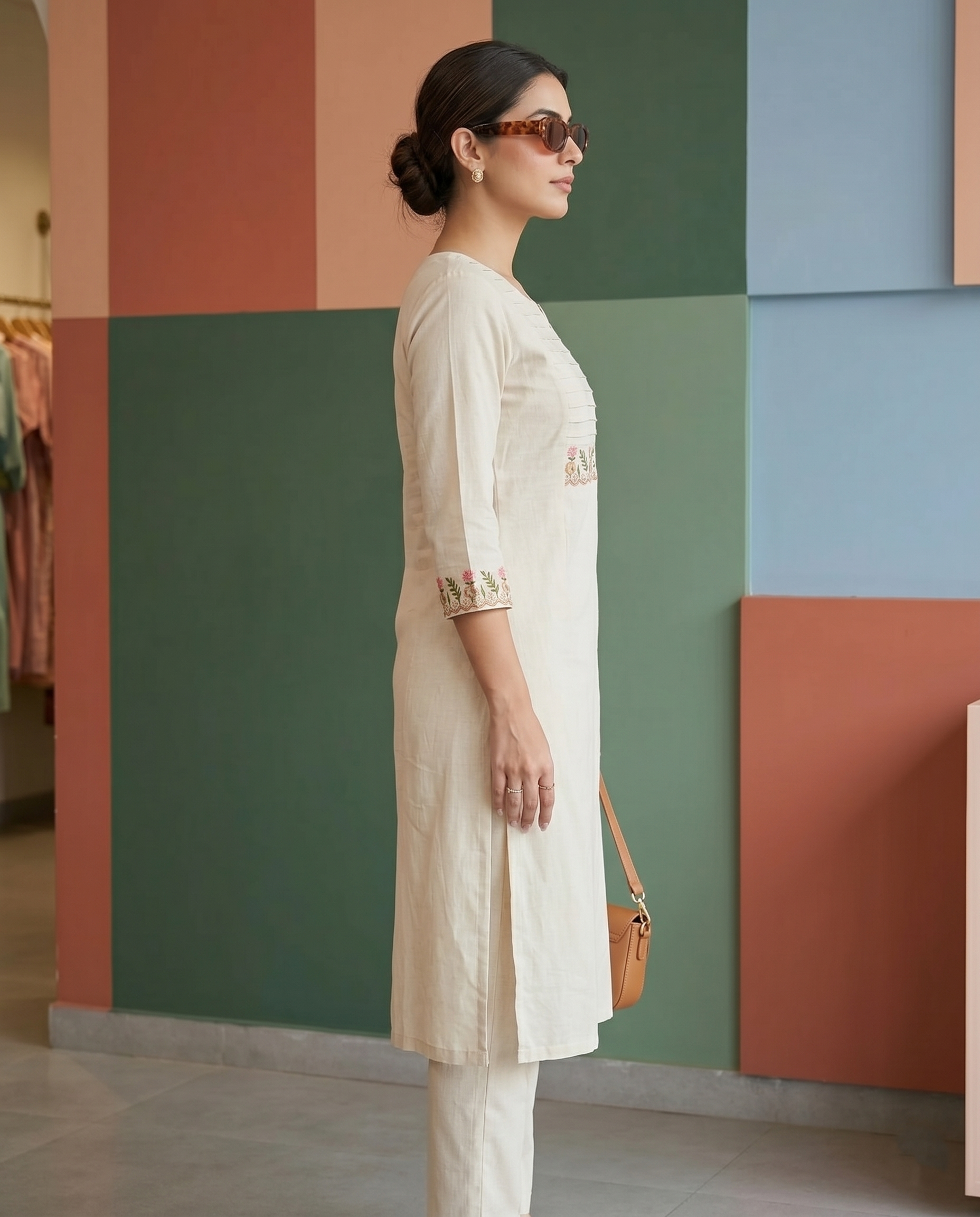 Elegant Embroidered Cotton Outfit with Pant | Premium Everyday Wear | Moonpalav