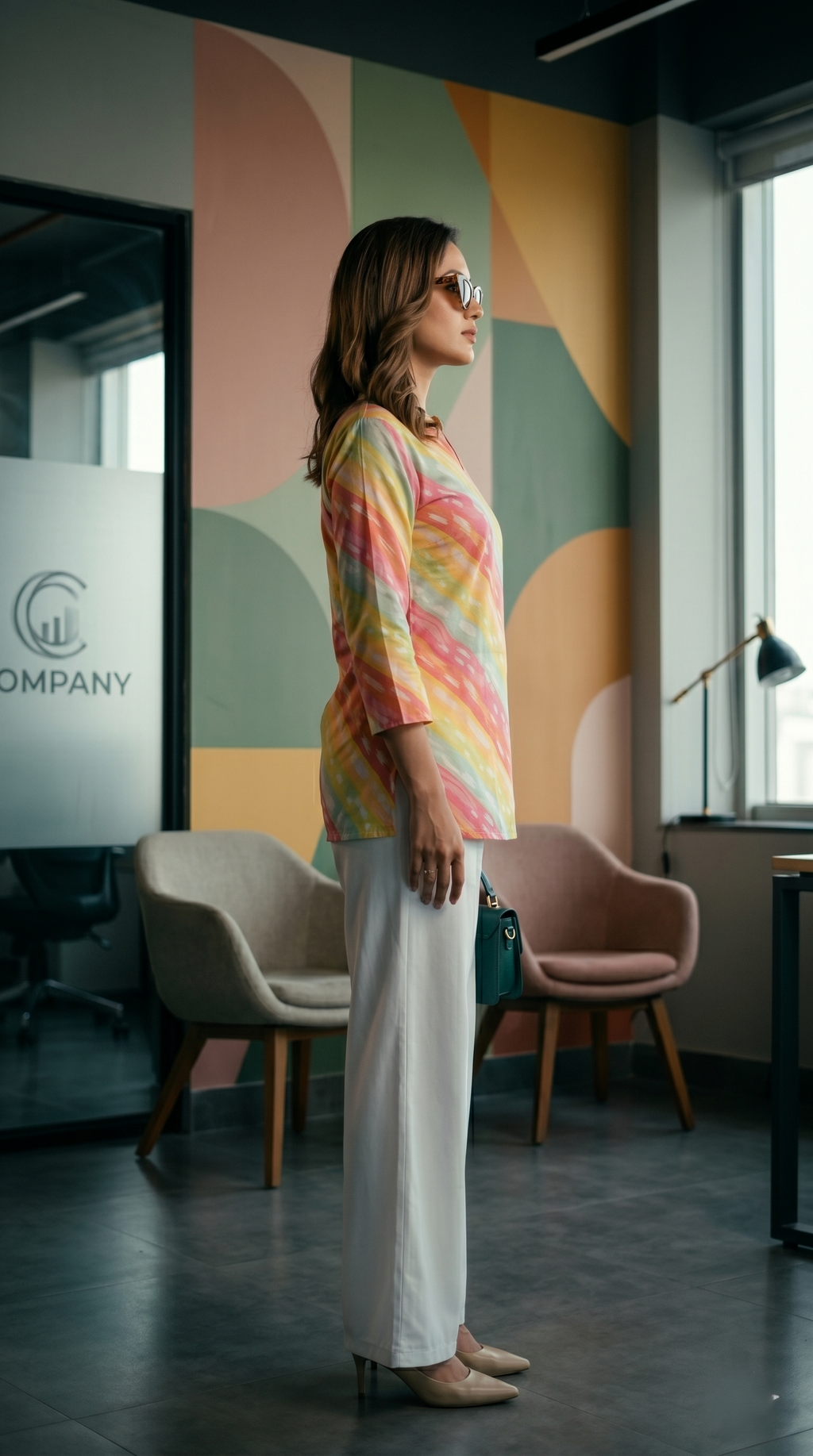 Elegant Multicolor Rayon Short Kurti for Office Wear - Moonpalav