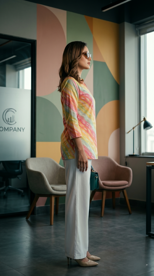 Elegant Multicolor Rayon Short Kurti for Office Wear - Moonpalav