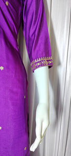 Moonpalav Royal Purple Viscose Silk Kurti Set with Jacquard Dupatta