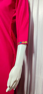 Moonpalav Ruby Red Mango Silk Embroidery Suit with Muslin Dupatta