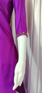 Moonpalav Royal Purple Silk Kurti Set with Maslin Dupatta