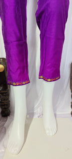 Moonpalav Royal Purple Silk Kurti Set with Maslin Dupatta