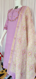 Moonpalav Lavender Mist Marina Silk Festive Suit with Digital Print Dupatta