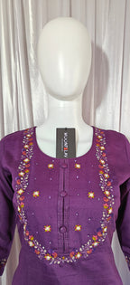 Moonpalav Royal Wine Marina Silk Embroidered Suit with Digital Print Dupatta