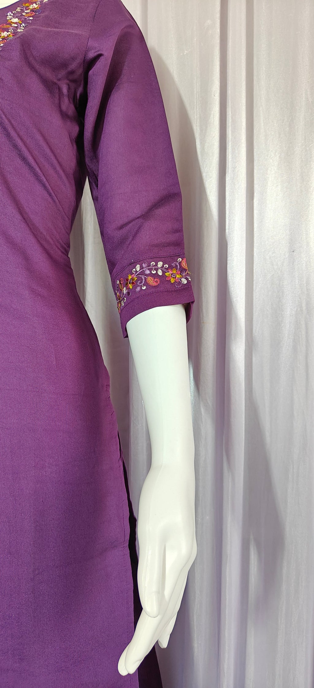 Moonpalav Royal Wine Marina Silk Embroidered Suit with Digital Print Dupatta