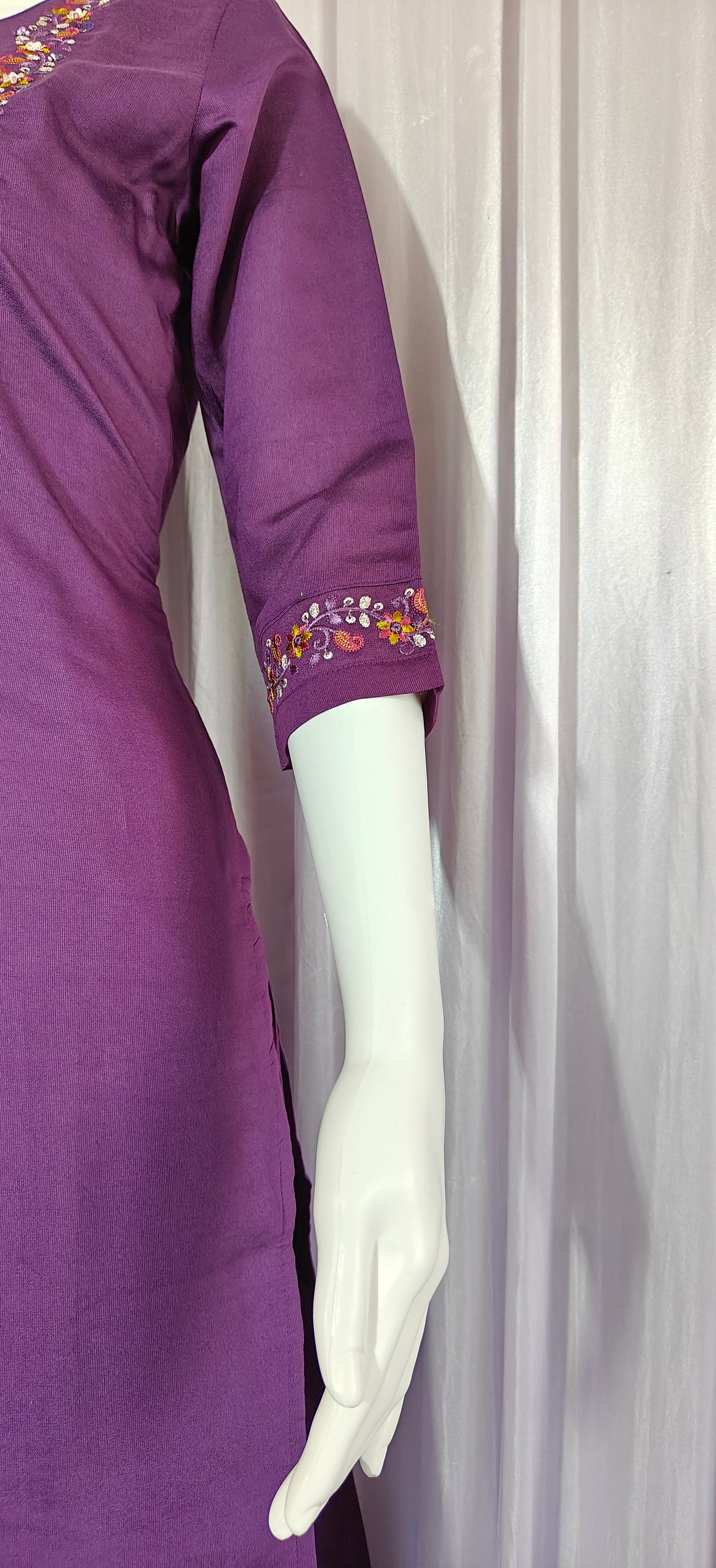 Moonpalav Royal Wine Marina Silk Embroidered Suit with Digital Print Dupatta