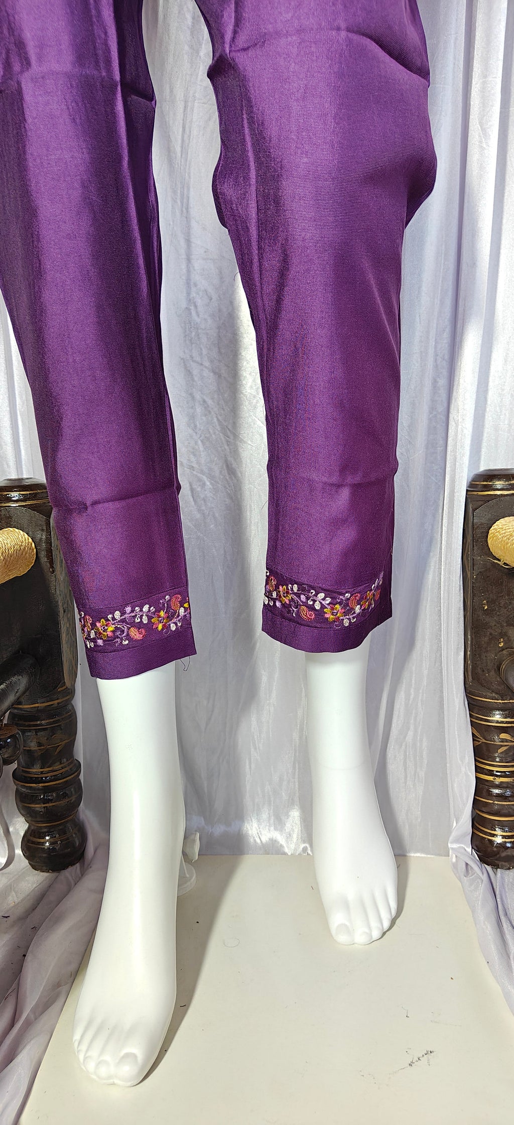 Moonpalav Royal Wine Marina Silk Embroidered Suit with Digital Print Dupatta
