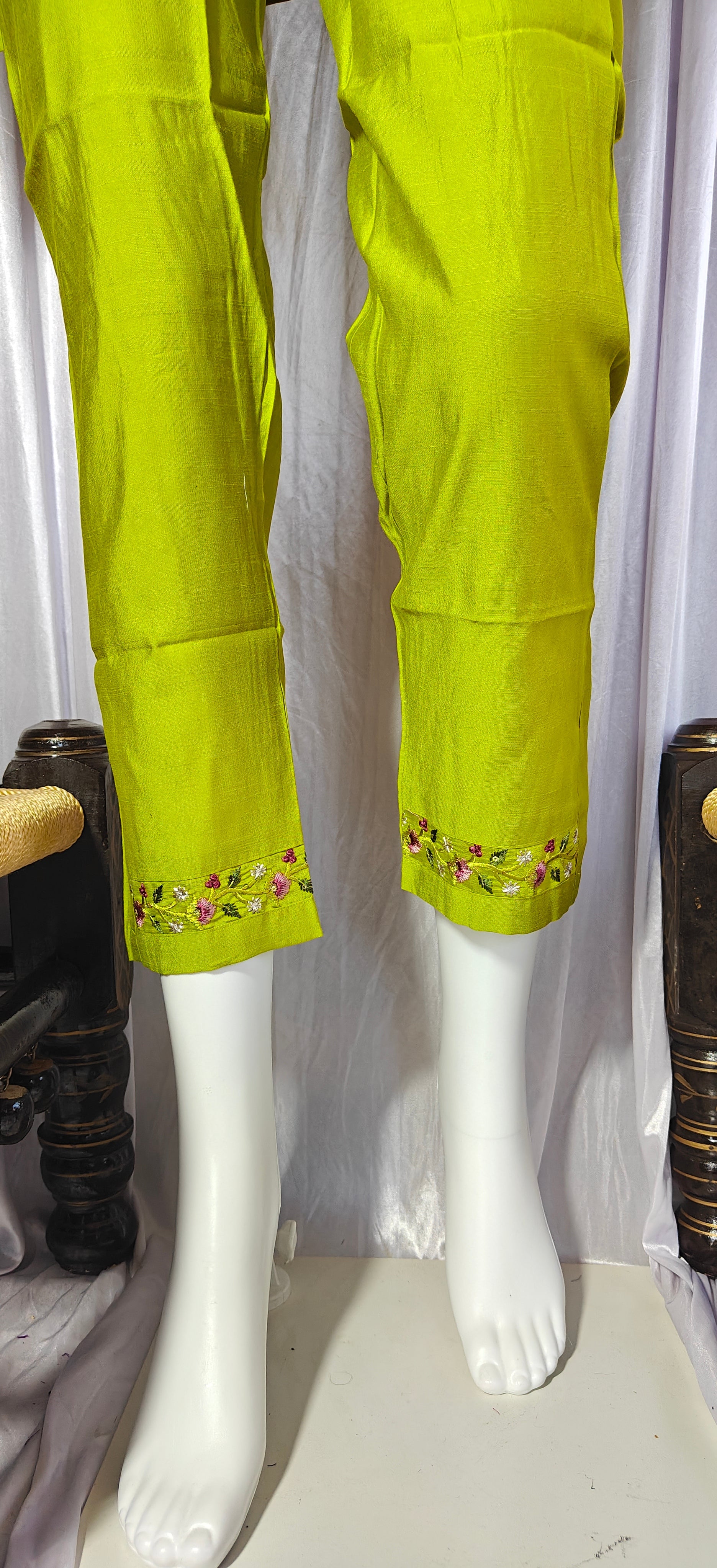Moonpalav Lime Green Viscose Silk Luxury Suit with Digital Print Dupatta