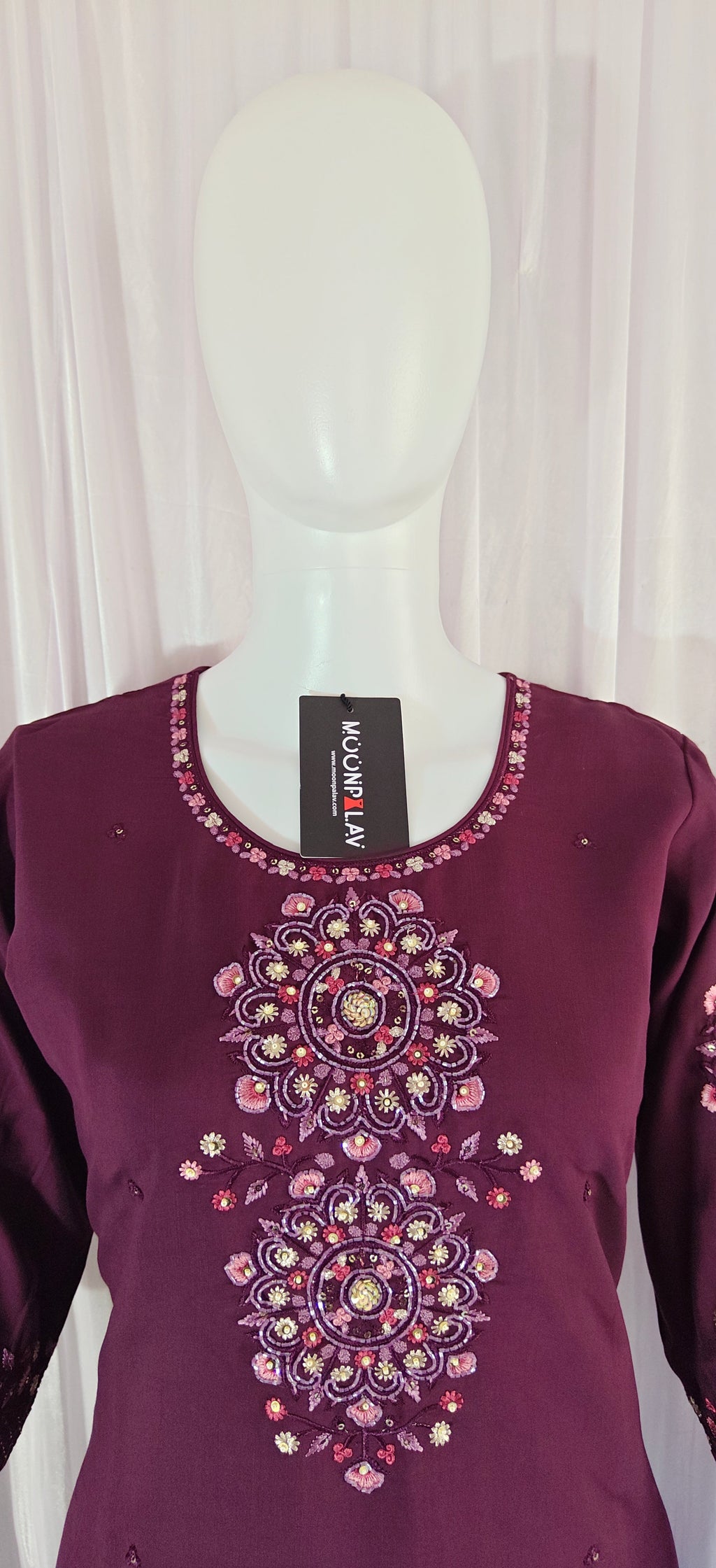 Moonpalav Wine Purple Viscose Silk Designer Suit with Digital Print Dupatta