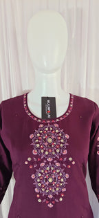 Moonpalav Wine Purple Viscose Silk Designer Suit with Digital Print Dupatta
