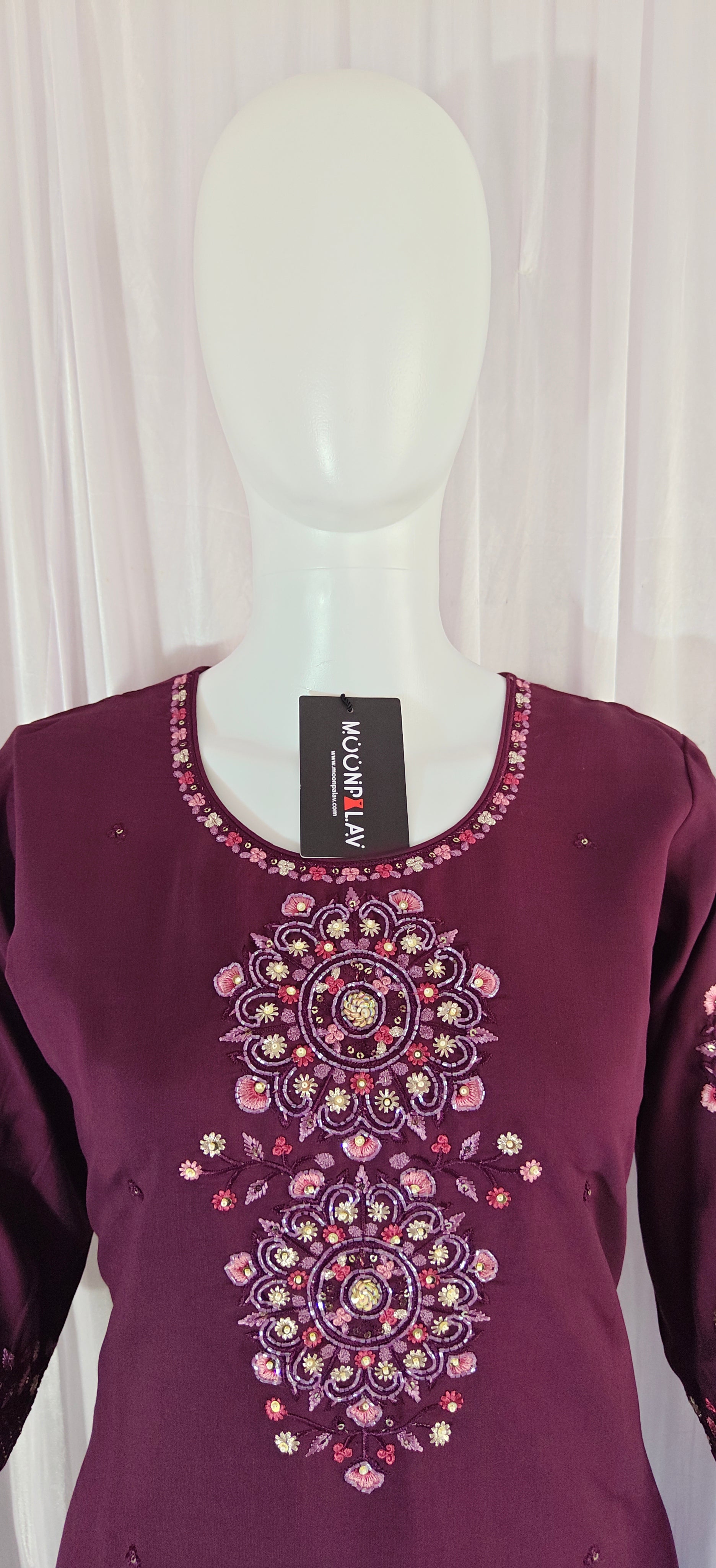Moonpalav Wine Purple Viscose Silk Designer Suit with Digital Print Dupatta