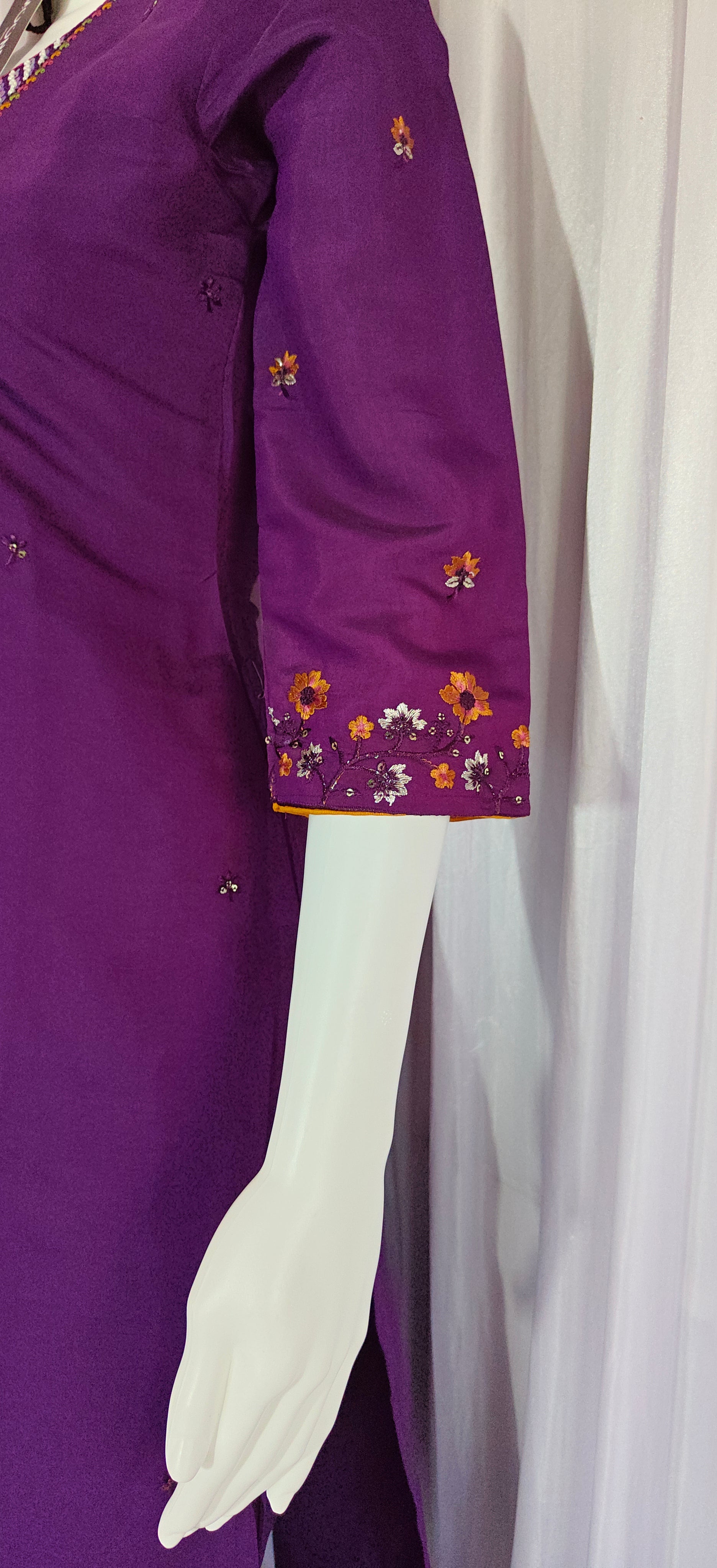 Moonpalav Royal Plum Roman Silk Designer Suit with Scalloped Dupatta